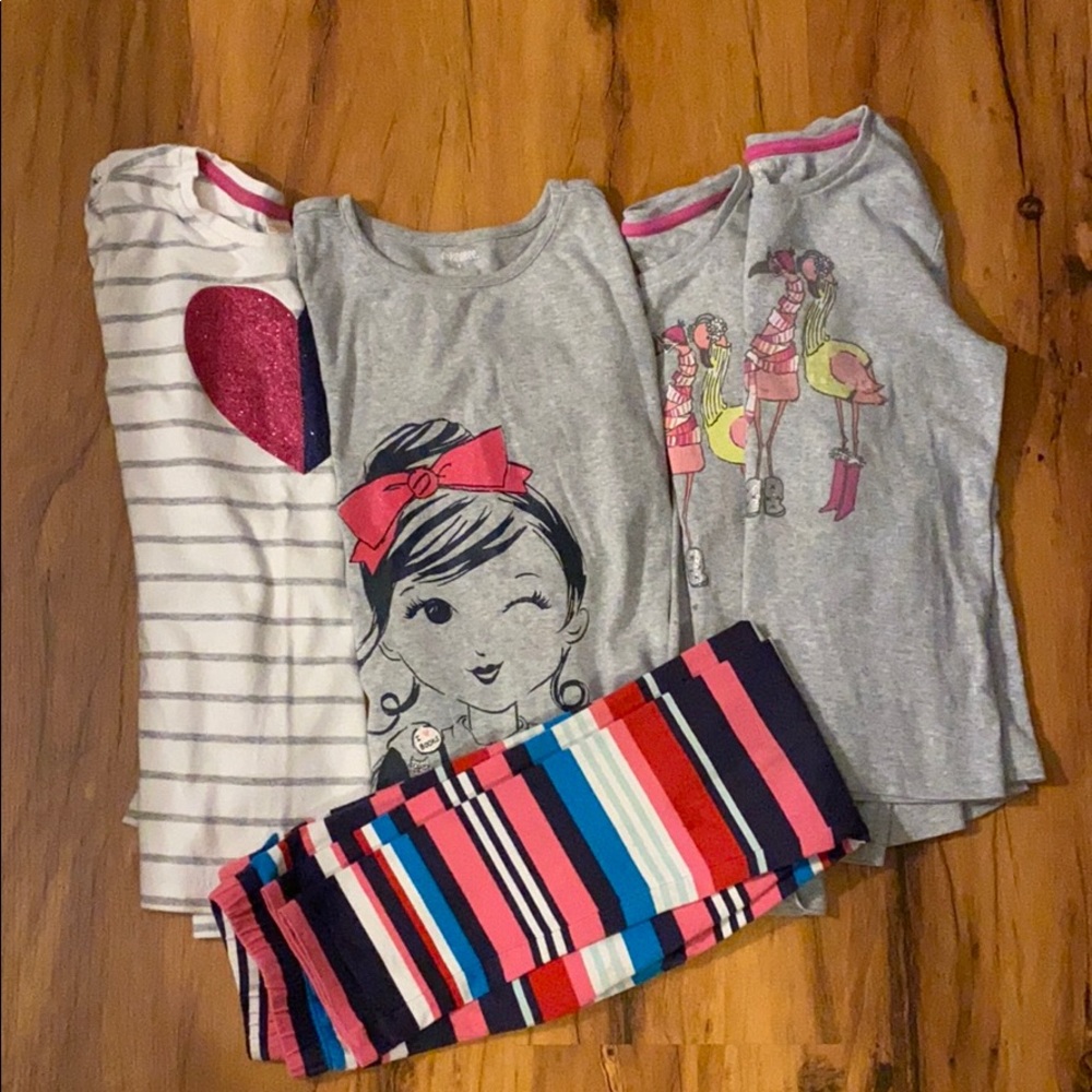 Gymboree Long sleeves shirts and stripe leggings.